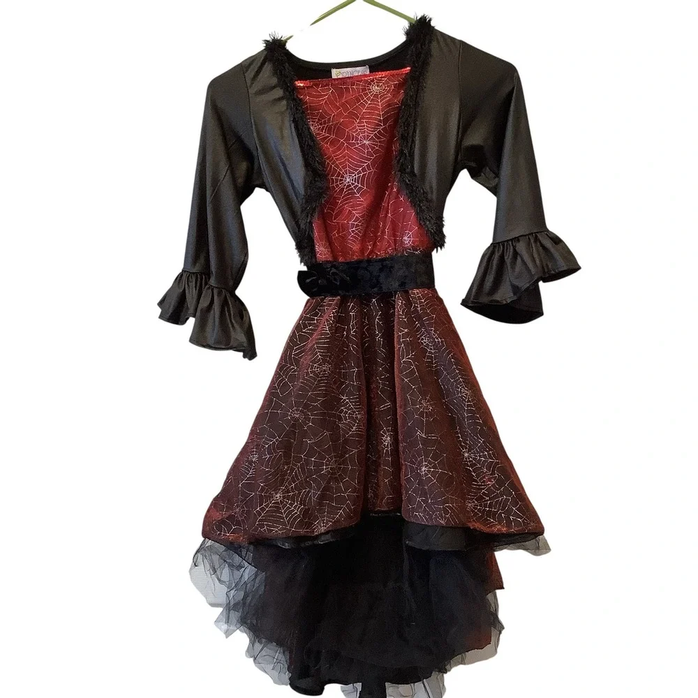 Princess Paradise Kids Spooky Widow Dress Halloween Costume Red Black Medium